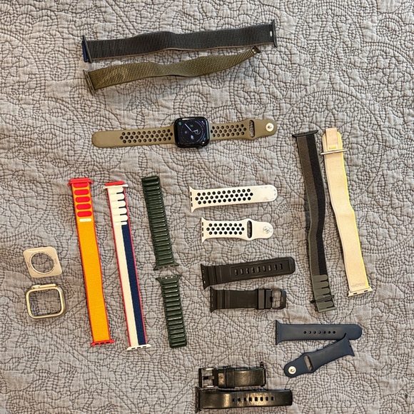 Apple Watch 8 with lots of bands
